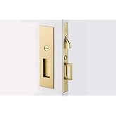 Emtek Pocket Door Mortise - Narrow Modern Rectangular Privacy Function (Polished Nickel)