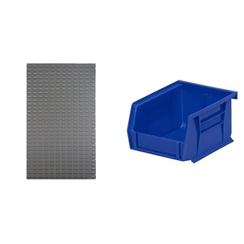 Akro-Mils 36"x61" Steel Wall Mount Louvered Panel with 24-Pack of 5 x4 x3 AkroBins Stackable Plastic Storage Bins (Blue), Organization Bundle for Garage, Workshop, Classroom Image