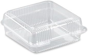 Inline Plastics VPP747 - 8" x 8" Square Clear Plastic Hinged Clam Shell Container (Pack of 50)