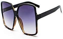New Oversize Square Sunglasses Women Double Colors Frame Gradient Shades Black Leopard Grey