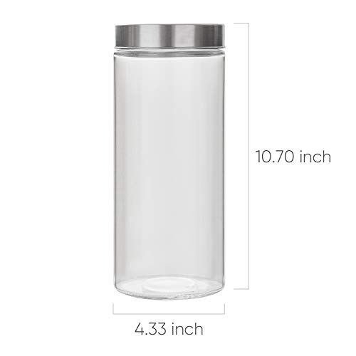 Glass Kitchen Storage Canister Jars Set with Stainless Steel Lids For