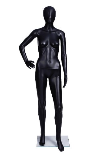 Female Full Body Durable Plastic Abstract Egg Head Mannequin With Movable Head Black (F9 BLK) Made By OM®