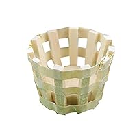 guohanfsh Mini Wooden Basket Round Basket Doll House Accessories Furniture Miniature Garden Decor White