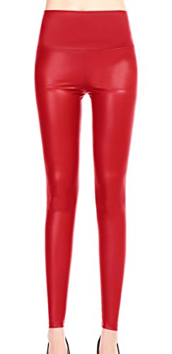 ZUUC Women's Faux Leather PU Slim Stretch High Waisted Leggings Skinny Pants