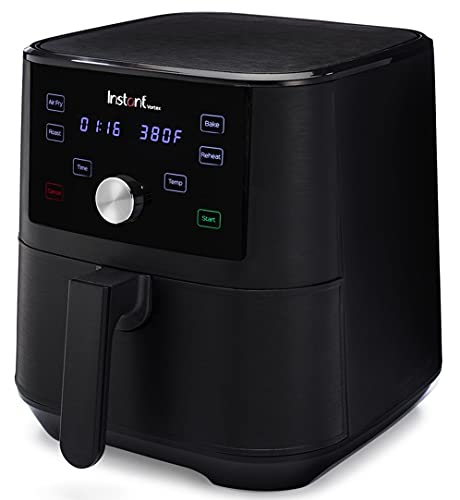 Freidora de aire Instant Pot Vortex 6QT XL, funciones 4 en 1 que doran, asan, recalientan y hornean para comidas rápidas y fáciles, más de 100 recetas en la aplicación, es apta para lavavajillas, de los creadores de Instant Pot, negra