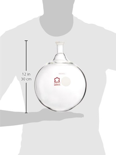 Kimble Chase KIMAX 601050-1036 Borosilicate Glass Round Bottom Distilling Flask, 35/25 Spherical Joint Neck, 5000 ml Capacity
