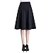 Women's High Waist A-line Skirt Pleated knee length Midi Skirt with Pockets