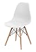 IRIS Mid-Century Modern Shell Chair with Wood Eiffel Legs, 2 Pack, Cotton White