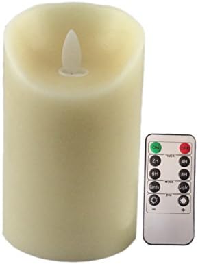Adoria Dancing Flame Led Candles with Timer-Real Wax Ivory Vanilla Scented, Remote Control with 10-Keys Multi-Function Flicker Lights,3.15 by 5 inches Tall, 1pc Set
