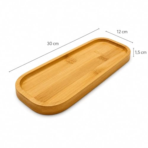 Bandeja Retangular de Bambu 30x12 Premium para Servir e Decorar com Sofisticação