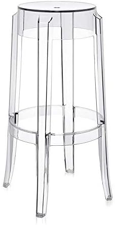 Kartell Set 2 Charles Ghost transparent crystal stool H.75 cm