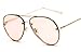 Freckles Mark Oversized Aviator Sunglasses Vintage Retro Gold Metal Frame Colorful Lenses 62mm (Pink)