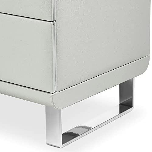 Zuri Furniture Modern Siva Light Grey Leatherette Upholstery Side Table