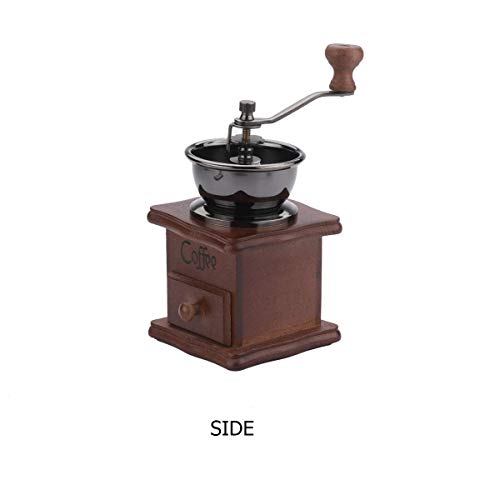 Gleamgo Manuelle Kaffeemühle aus Holz im Vintage-Look mit Handkurbel und verstellbarer Zahneinstellung, tragbare… – Bild 5