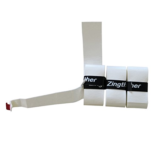 Zingther Premium Super Tacky Professional Tennis Grip Overgrip Tape for Tennis Racket, Racquetball Racquet, Badminton Raquet, Squash Racket (3 Grips, White)