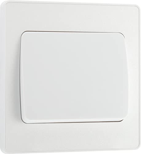 BG Electrical PCDCL12WW Interrupteur mural simple, large à bascule, 2 voies, plaque avant sans vis, bords ronds, évolutive, blanc nacré, 20 A, 16 AX,