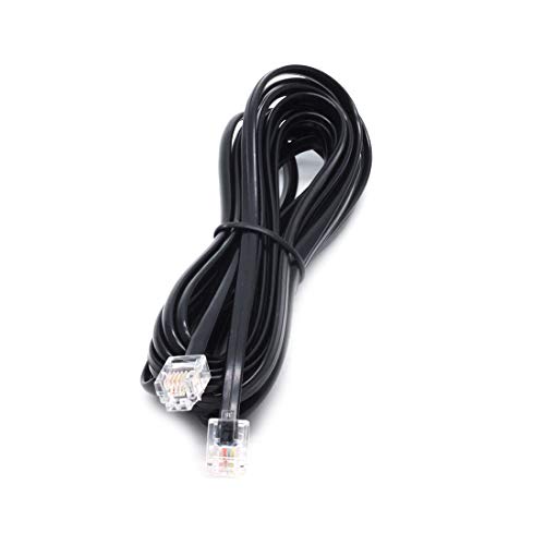 Sscon 10ft Black Telephone Landline Extension Cord Cable Line Wire with Standard RJ-11 6P4C Plug (Pack of 5)