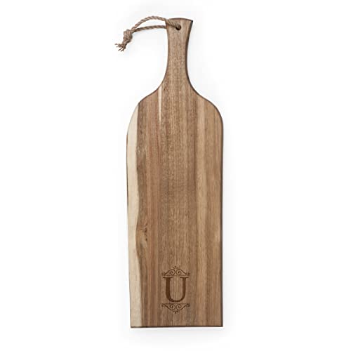 PICNIC TIME Monogram - U - Personalized Artisan 24" Acacia Charcuterie Board wi…