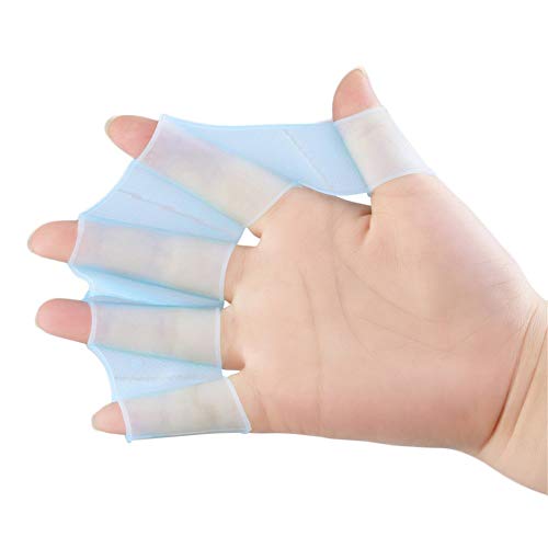NiceButy Silicone Swimming Hand Fins Flippers Palm Finger Webbed Gloves Paddle M Size - Thumbnail 2