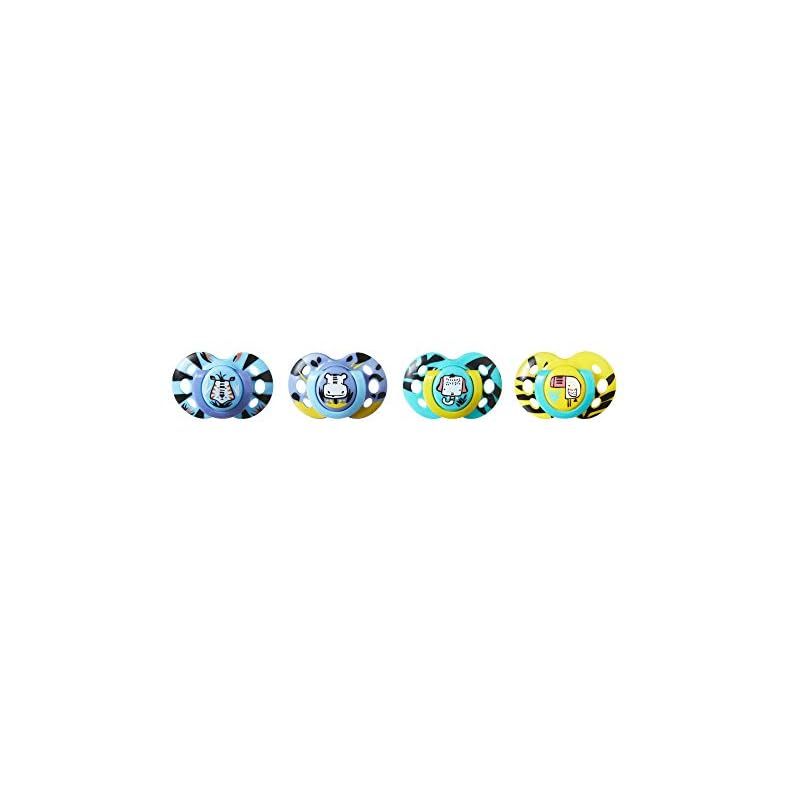 Tommee Tippee Fun Style Pacifiers, Symmetrical Design, BPA-Free Silicone Binkies, 6-18m, 4-Count
