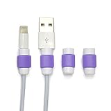Pack of 4 - Purple, Charging Cable Saver Protector, USB Lightning Saver for Apple / iPhone / iPad Mini / Earphones Cord Protector