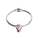 Rose Gold Heart Crystal Charms Pendant Solid 925 Sterling Silver Love Dangle Bead Valentines Day Charms
