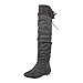 West Blvd Womens BANGKOK THIGH HIGH Boots Over The Knee Flat Heels Winter Faux Suede Leather Shoes, Grey Suede, 10