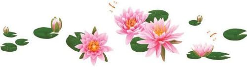 Mega WS Home Decor Mural Vinyl Wall Sticker Water Lily in Blossoms with Butterflies Kids Nursery Room Wall Art Decal Paper