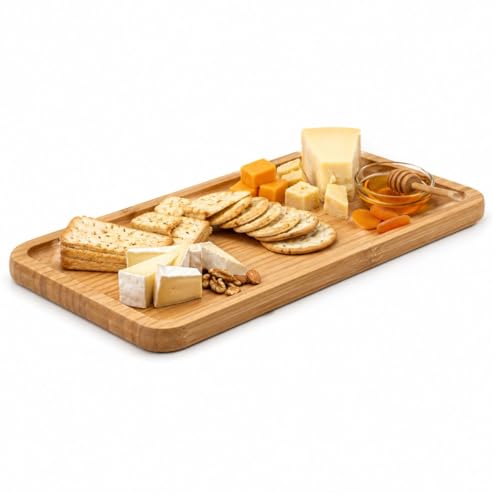 Bandeja Retangular de Bambu 30x12 Premium para Servir e Decorar com Sofisticação