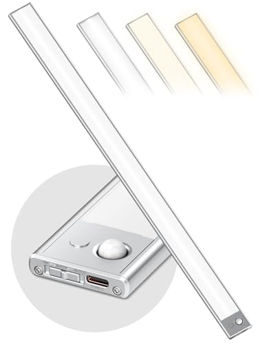 60CM Unterbauleuchte Küche LED Dimmbar, 216 LEDs Schrankbeleuchtung mit Bewegungsmelder, 4500mAh wiederaufladbar Beleuchtung LED leiste, 3 Farbmodi ma