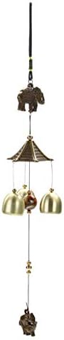 Meize hanging wind chime bell chinese oriental lucky metal pagoda feng shui brass buddha elephant spitor fortune lijiang style 3 bells,02