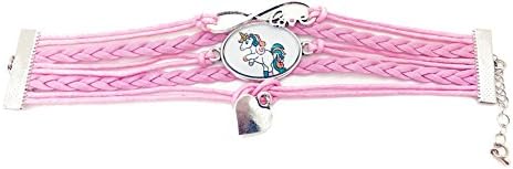 Pink Unicorn Infinity Bracelet - Leather Friendship Bracelet Unicorn Bracelet Silver Jewelry Gift