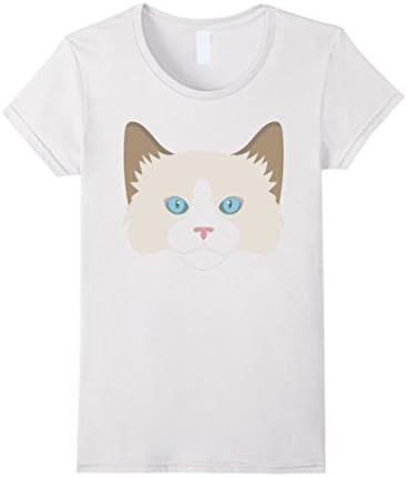 Women's Ragdoll Cat Face Breeds T Shirt Tshirt Medium White