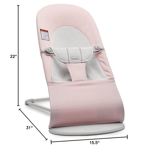 BabyBjrn Bouncer Balance Soft, Light Gray Frame, Cotton/Jersey, Light Pink/Gray