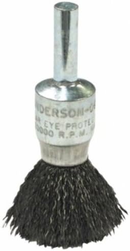 Anderson Brush Crimped Wire Solid End Brushes-NS Series, Stainless, 22,000 rpm, 1" x 0.006"