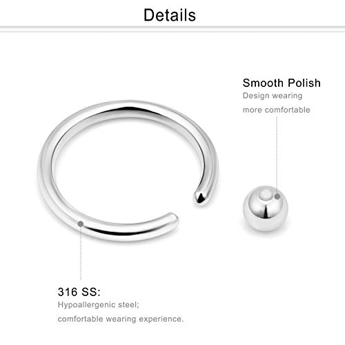 Dyknasz Septum Hoop Rings 16g Surgical Steel Captive Bead Ring