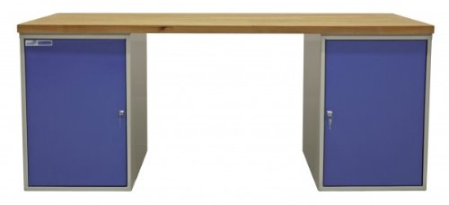 ADB Werkbank mit 2x Stahlblechschrank Arbeitsplatte 1500 · 2000 mm, Größe:2000 x 750 x 50 mm