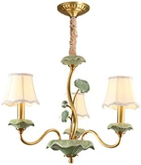 DGEG Chandelier Ceiling Light Continental Pastoral French Antique Copper Ceramic Lighting for Living Room/Bedroom / Restaurant (Color : 3 lamp)