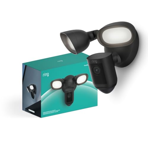 Ring Flutlichtkamera Pro Kabel (Floodlight Cam Wired Pro) | Außenkamera mit 2K-Video mit Ring Vision, 3D-Bewegungserfassung, Sirene, Überwachungskamer