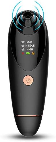 Blackhead Remover Comedone Extractor Tool, Electric Vacuum Acne Pimples Pore Cleanser Kit with High Frequency Thermal Vibration, Ultimate Facial Blemish Solution Beauty Device Self Heating (Black)