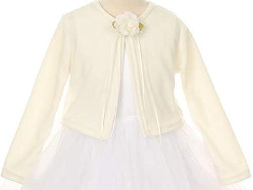 BluNight Collection Little Girls Long Sleeve Flower Girl Cardigan Sweater Bolero
