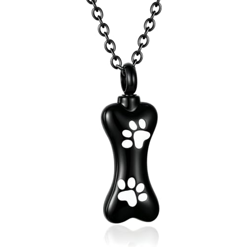 Custom Dog Bone Memorial Pendant Necklace with Paw Print, Stainless Steel Personalized Pet Cremation Jewelry Puppy Animal Urn Pendant Best Friends Friendship Pet Keepsake Gifts Dog Urn Necklace for at Amazon