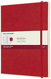 Moleskine Paper Tablet Hard Cover Smart Notebook, Ruled, Extra Large (7.5" x 9.5") Scarlet Red - Compatible w/Moleskine Pen+ Ellipse (Sold Separately) & App, Digitize & Organize Notes, 176 Pages