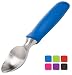 Professional Stainless Steel Ice Cream Scoop by BALCI - No-Thaw Hard Ice Cream Scoop - Dishwasher Safe - Non-Slip Rubber Grip Ice Cream Scooper Spade - Blue primary