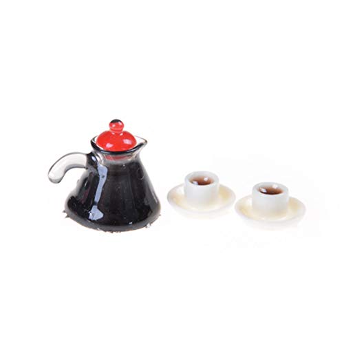Brosco 3Pcs Coffee Pot Cup and Saucer Set Dollhouse Miniature Home Decor EF