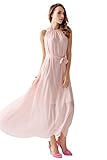 Clearance Sale! Elegant Chiffon Halter Maxi Dress with Belt W01005