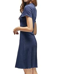 FanXinXing - Mini vestido casual de manga corta para mujer, de algodón