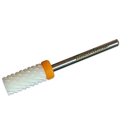 Beauticom Professional USA Ceramic White Small Barrel Bit Nail Drill (Grit: DOUBLE XXC COARSE) 3/32" Shank Size