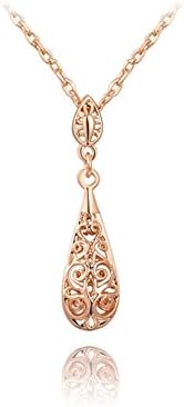 Bling Jewelry Women's Water-shaped Pierced Necklaces Rose Gold Plated Pendants