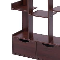 LOHISHILO 5 Tier Bookshelf Tall Bookcase Storage